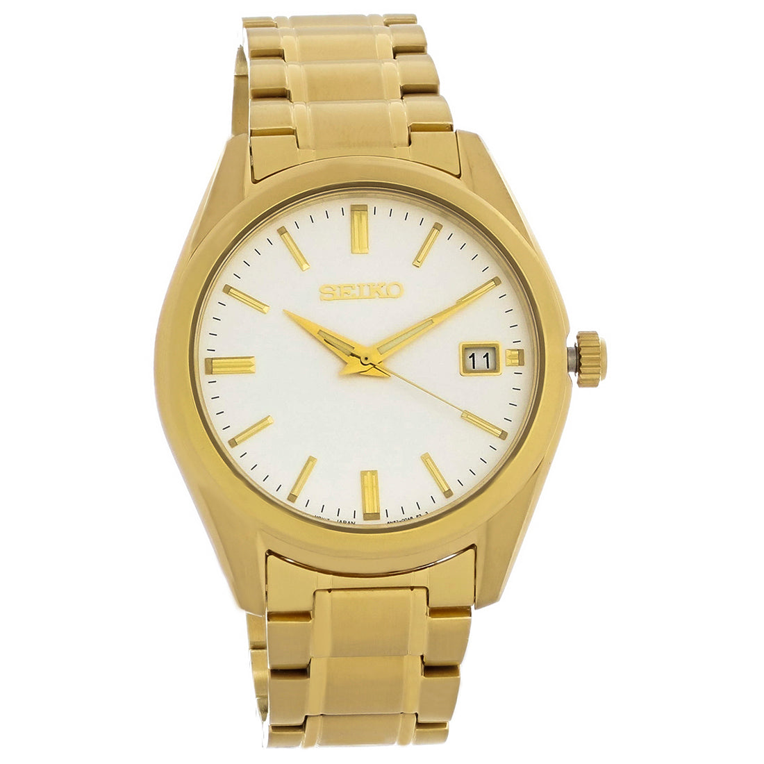 Seiko Essentials Mens Gold Tone Plated Stainless Steel Quartz Watch SUR314