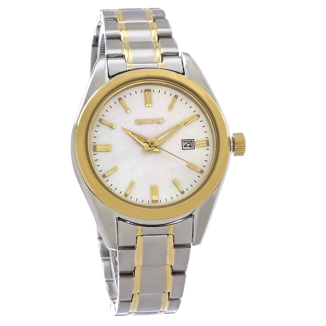 Seiko Essentials Ladies 2-Tone Stainless Mother-Of-Pearl Quartz Watch SUR636