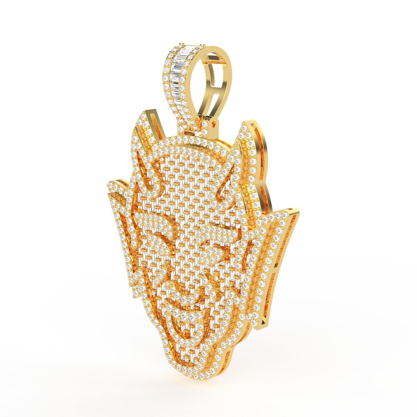 10K Yellow Gold Devil Pendant 4-1/2 Cttw