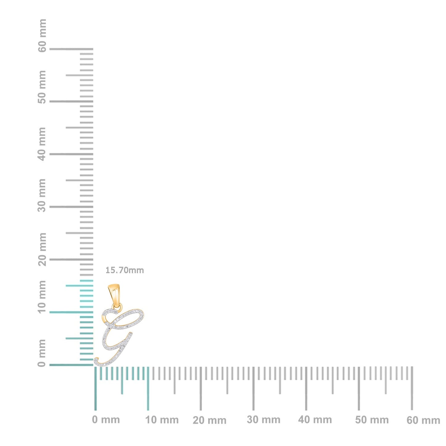 10K Yellow Gold Round Diamond G Letter Initial Pendant 1/10 Cttw