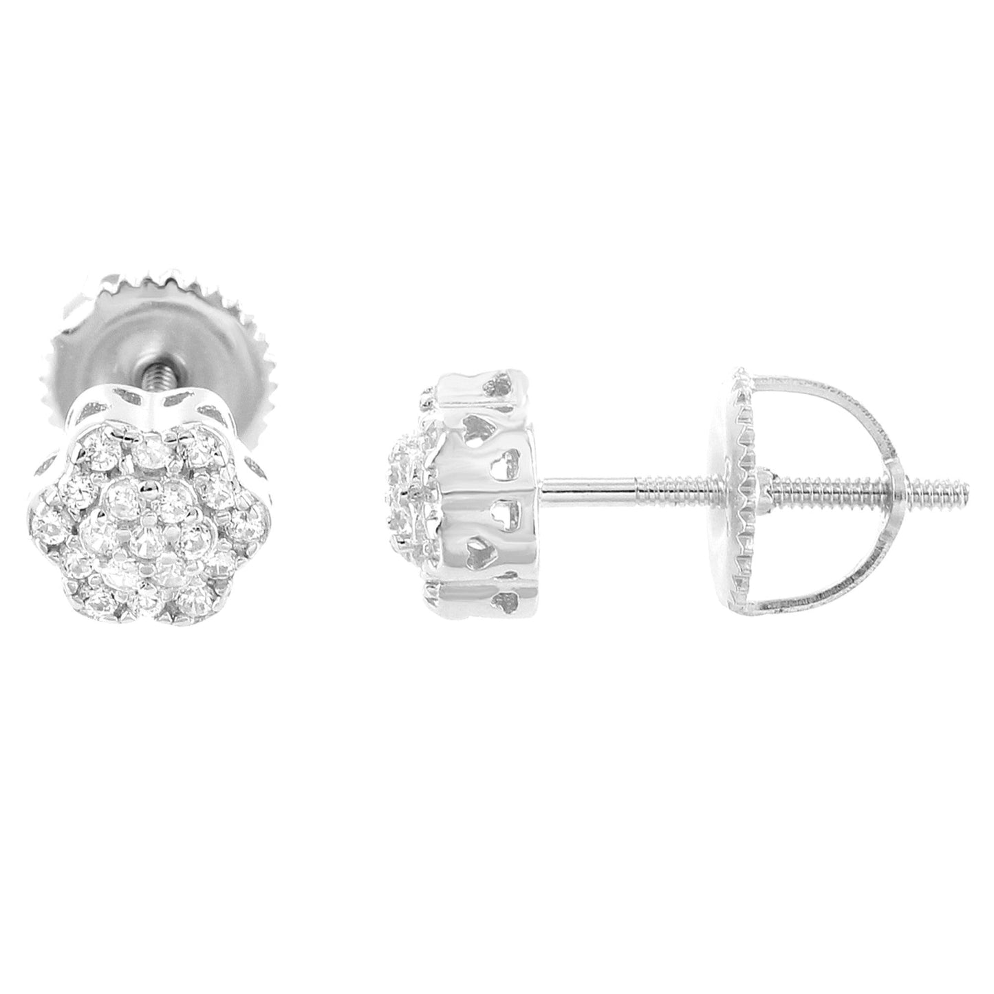S.Silver Round Moissanite Earrings RP 1/6 Cttw