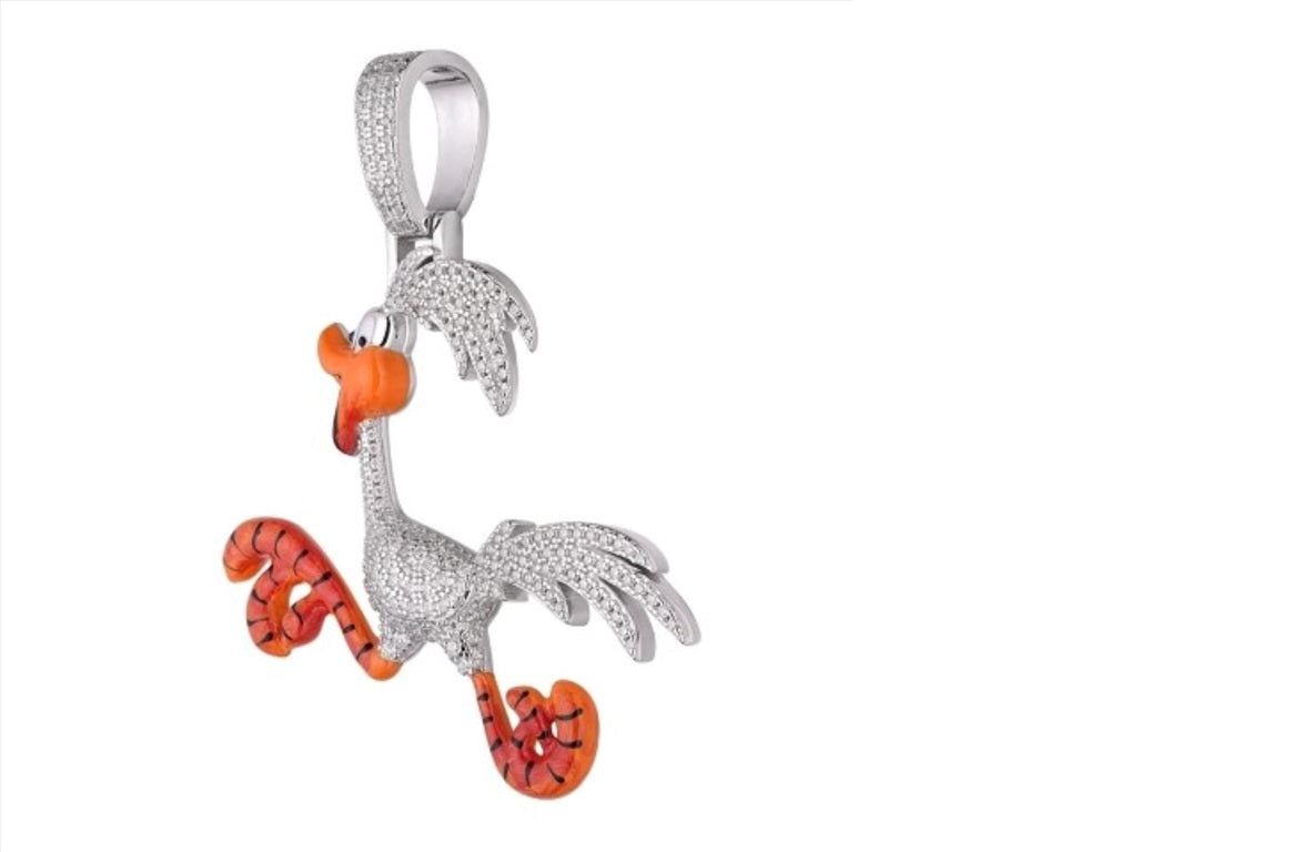 S.Silver Moissanite Enamel Bird Animal Pendant RP 7/8 Cttw