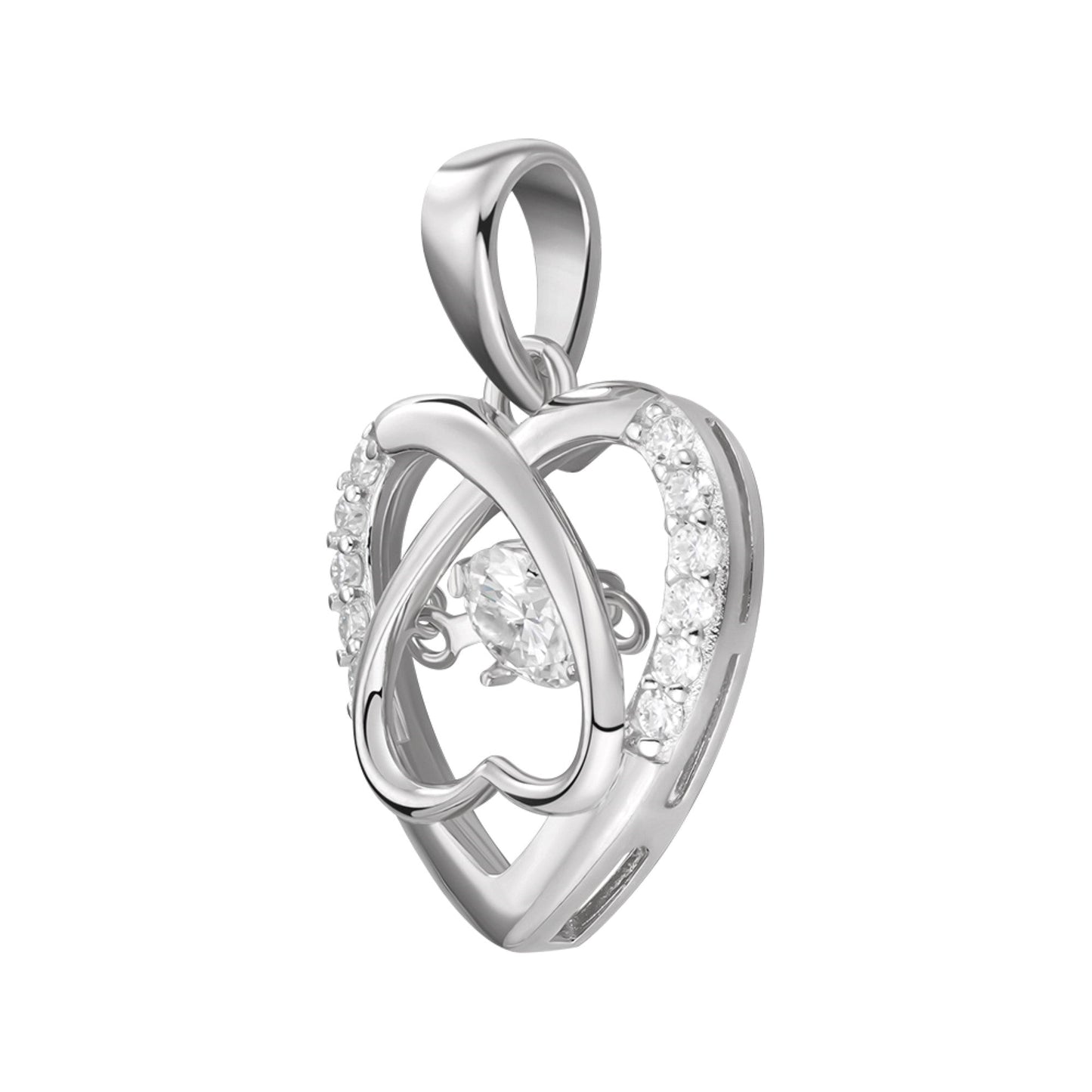 S.Silver Round Moissanite Infinity Heart Designer Pendant RP 3/8 Cttw