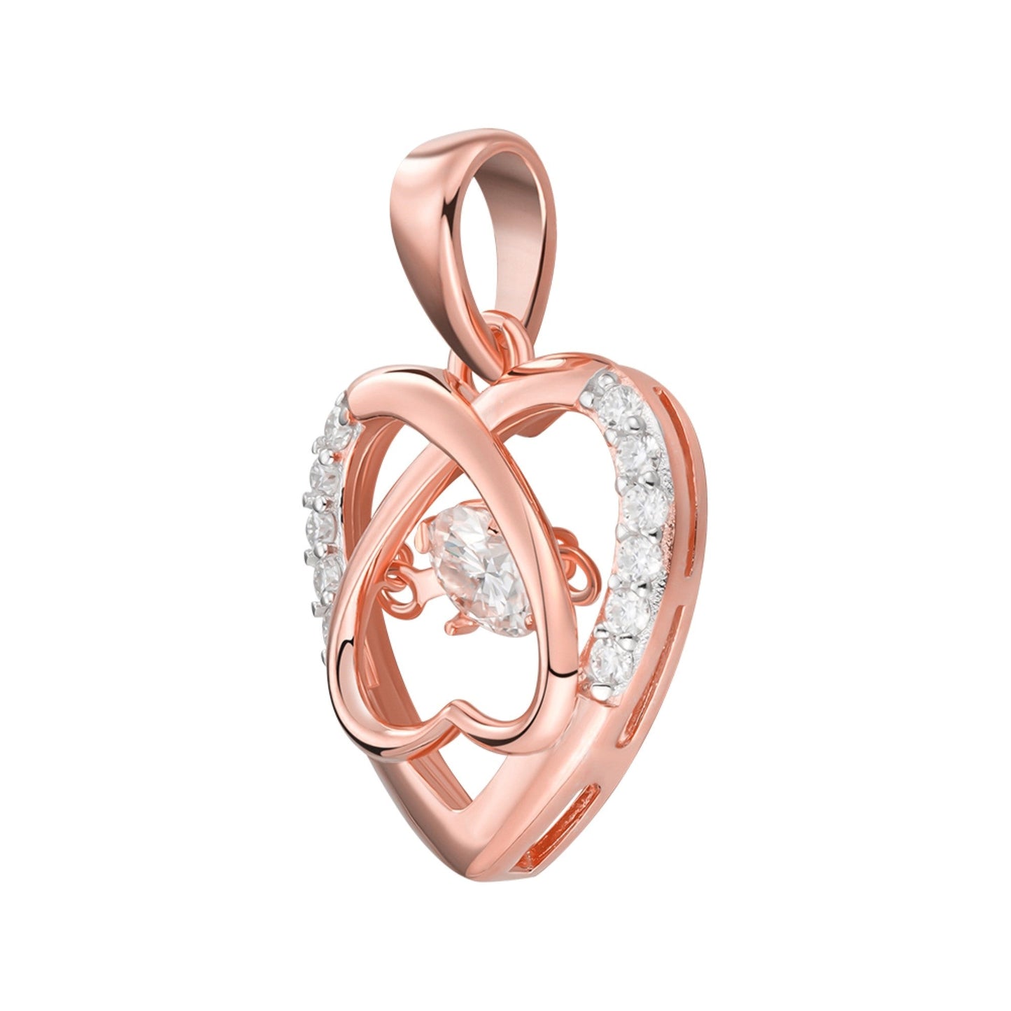 S.Silver Round Moissanite Infinity Heart Designer Pendant RP+PP 3/8 Cttw