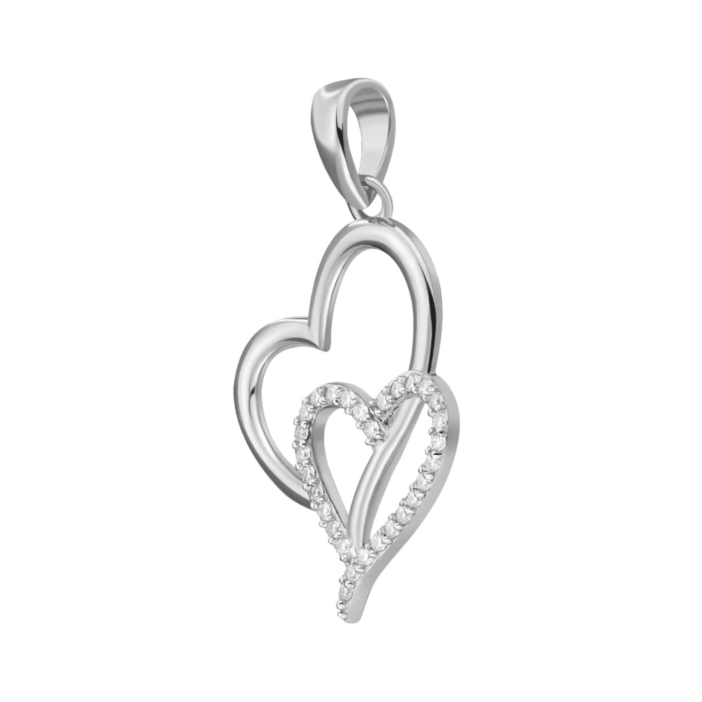 S.Silver Round Moissanite Double Heart Infinity Designer Pendant RP 1/6 Cttw