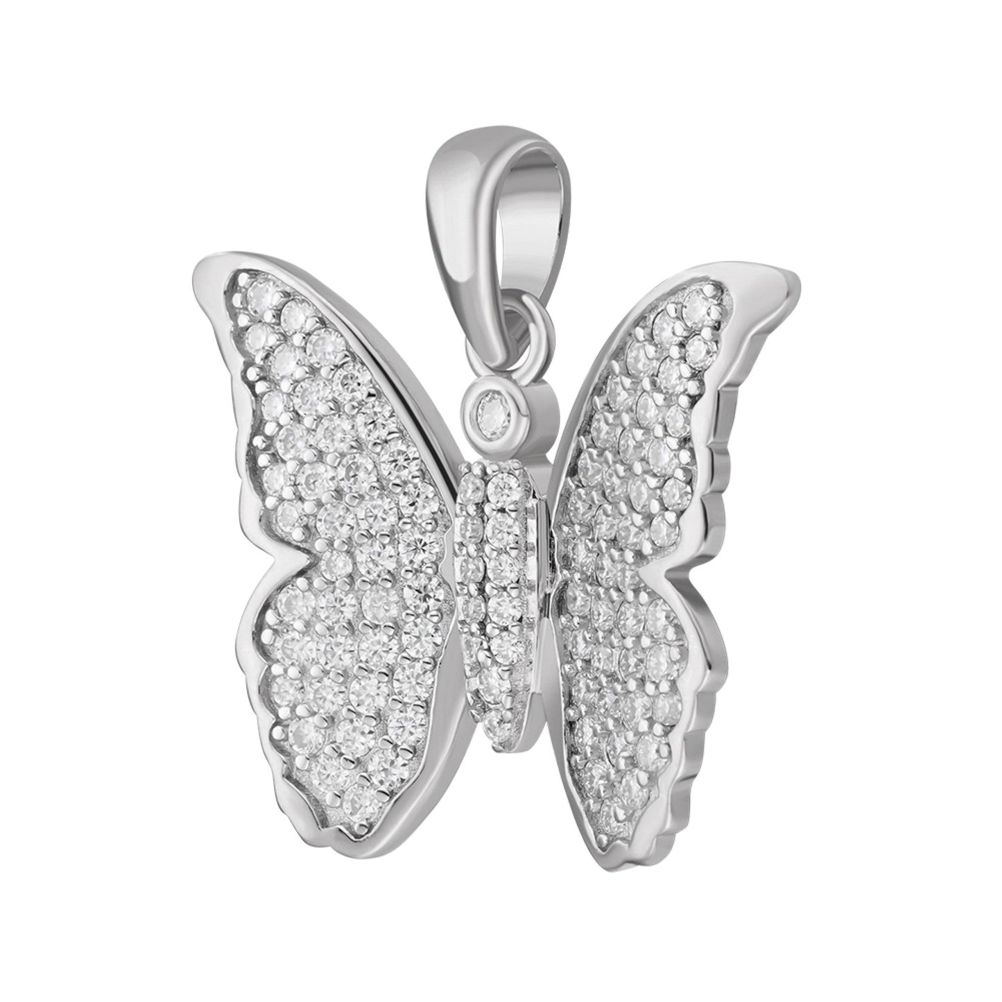 S.Silver Round Moissanite Butterfly Animal Pendant RP 3/4 Cttw