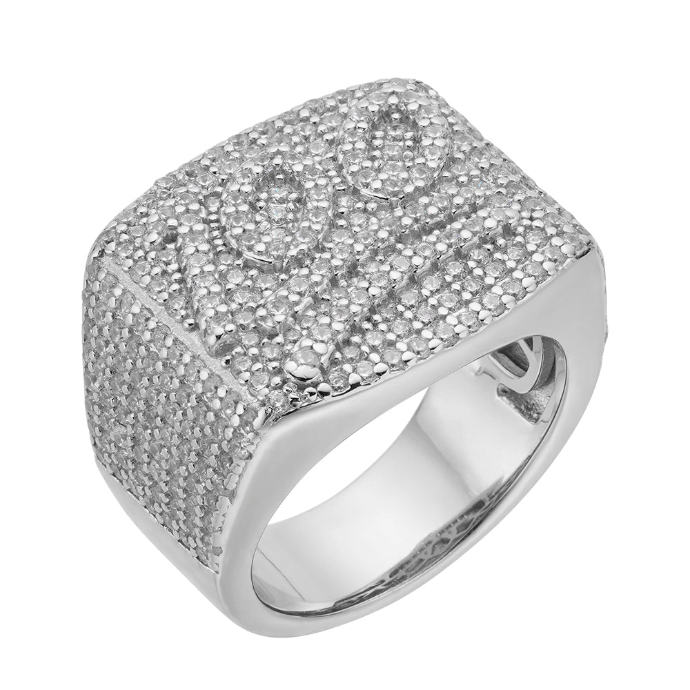 S.Silver Round Moissanite Designer Sz 10 Mens Ring RP 2-3/8 Cttw