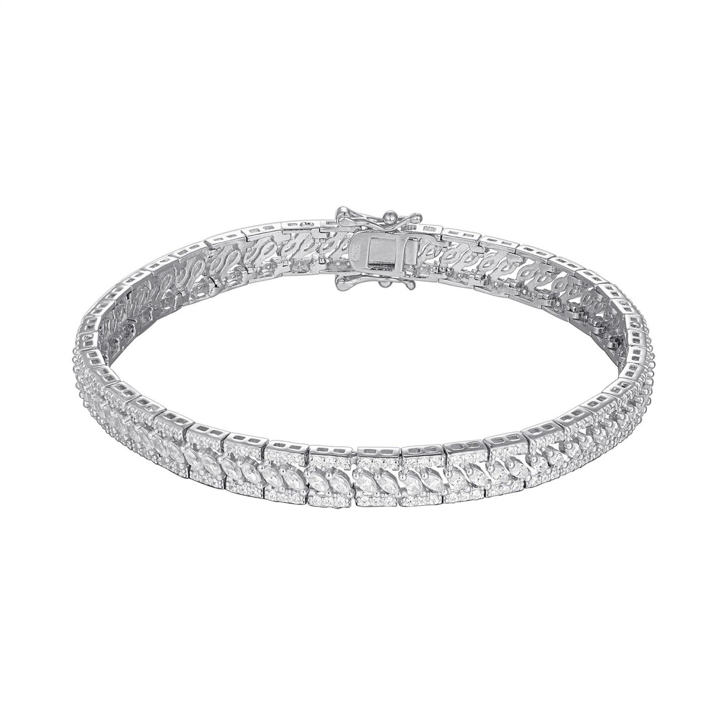 S.Silver CZ Designer 7.5 Inch Womens Bracelet RP