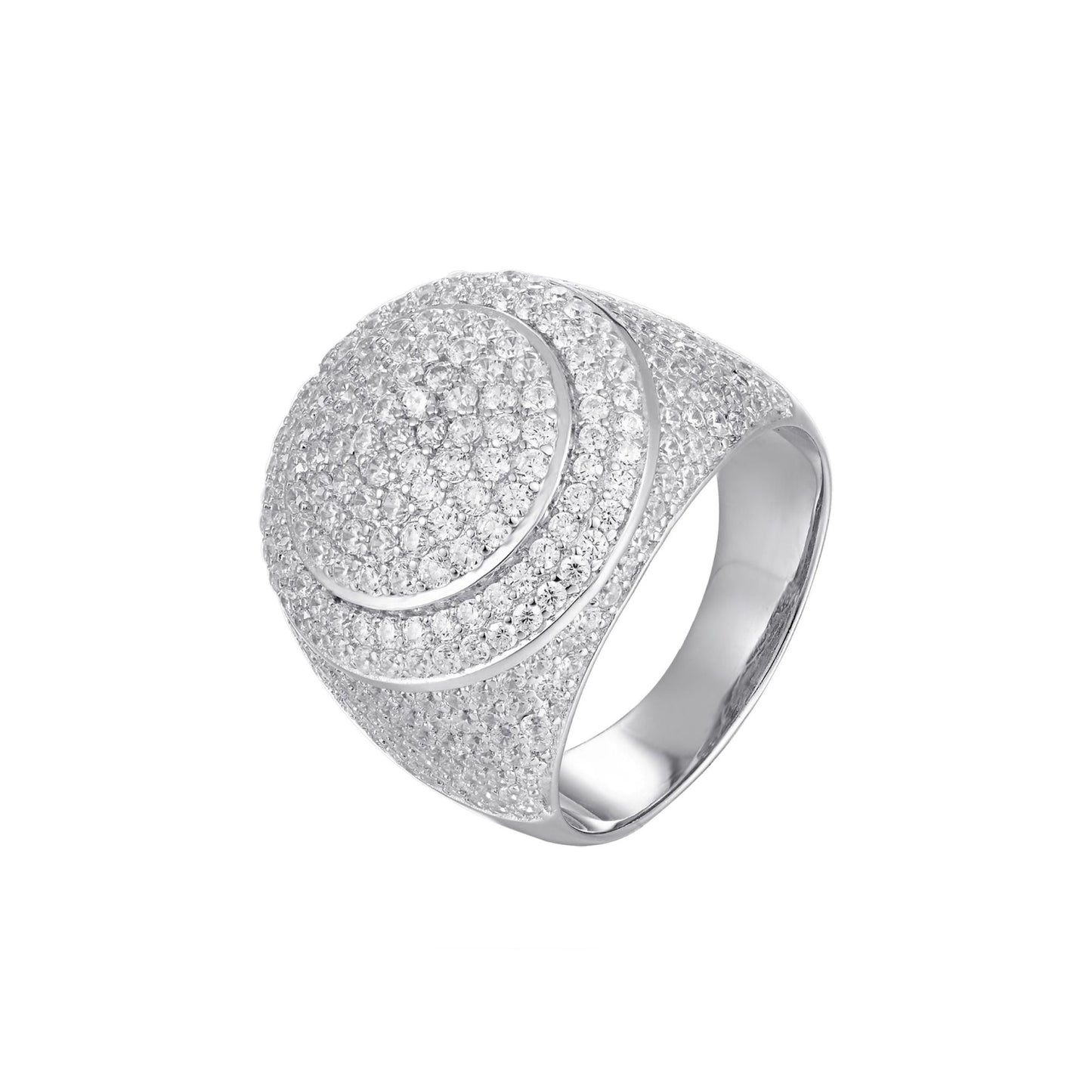 S.Silver Round Shape CZ Designer Sz 7 Mens Ring RP