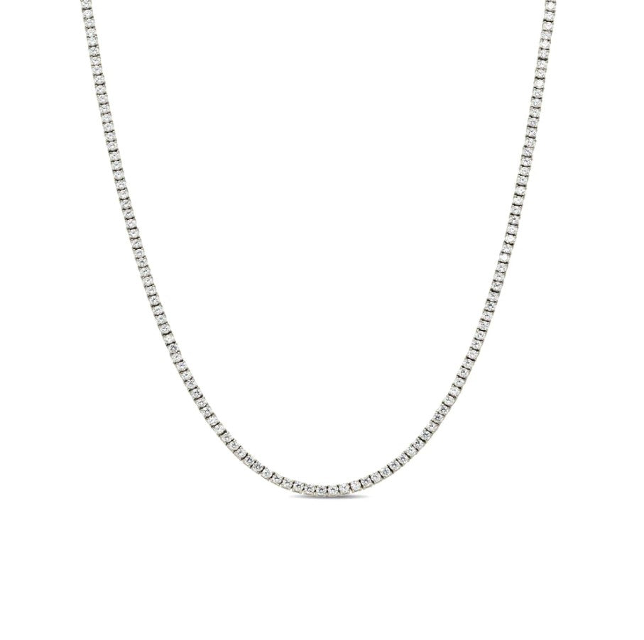 S.Silver 3mm CZ Tennis One Row Chain 4 Prong 20 Inch Necklace RP
