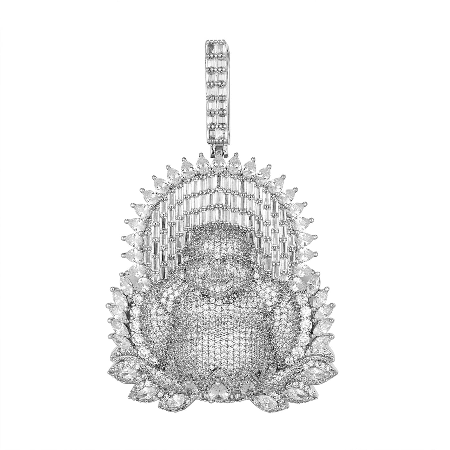 S.Silver Round CZ Buddha Designer Pendant RP