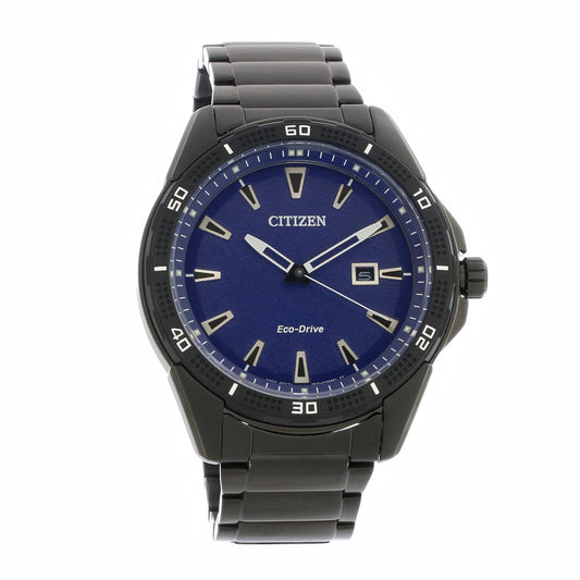 Citizen Eco Drive AR Mens Black ION Plated Stainless Steel Watch AW1585-55L