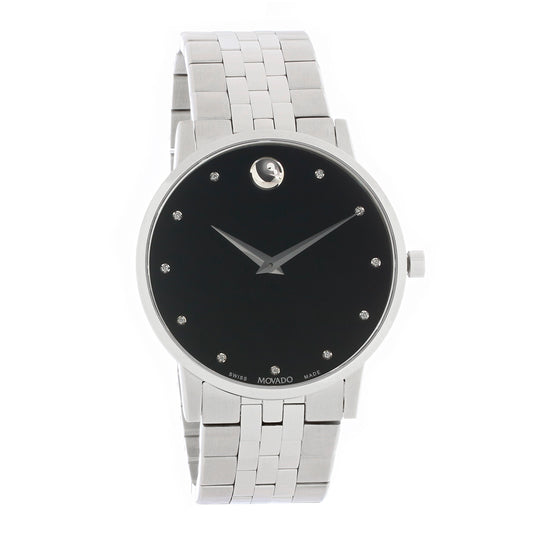 Movado Museum Classic Mens Stainless Steel Diamond Quartz Watch 0607201