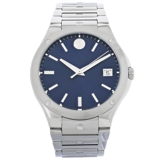 Movado S.E. Series Blue Dial Stainless Steel Mens Quartz Watch 0607513