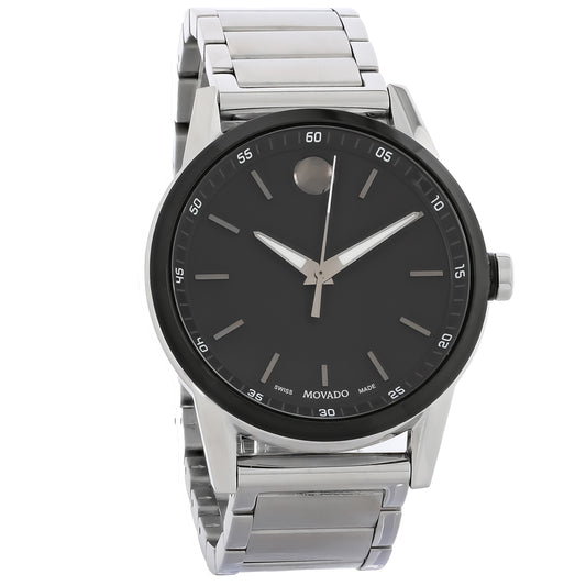 Movado Museum Sport Mens Stainless Steel Black Dial Quartz Watch 0607557