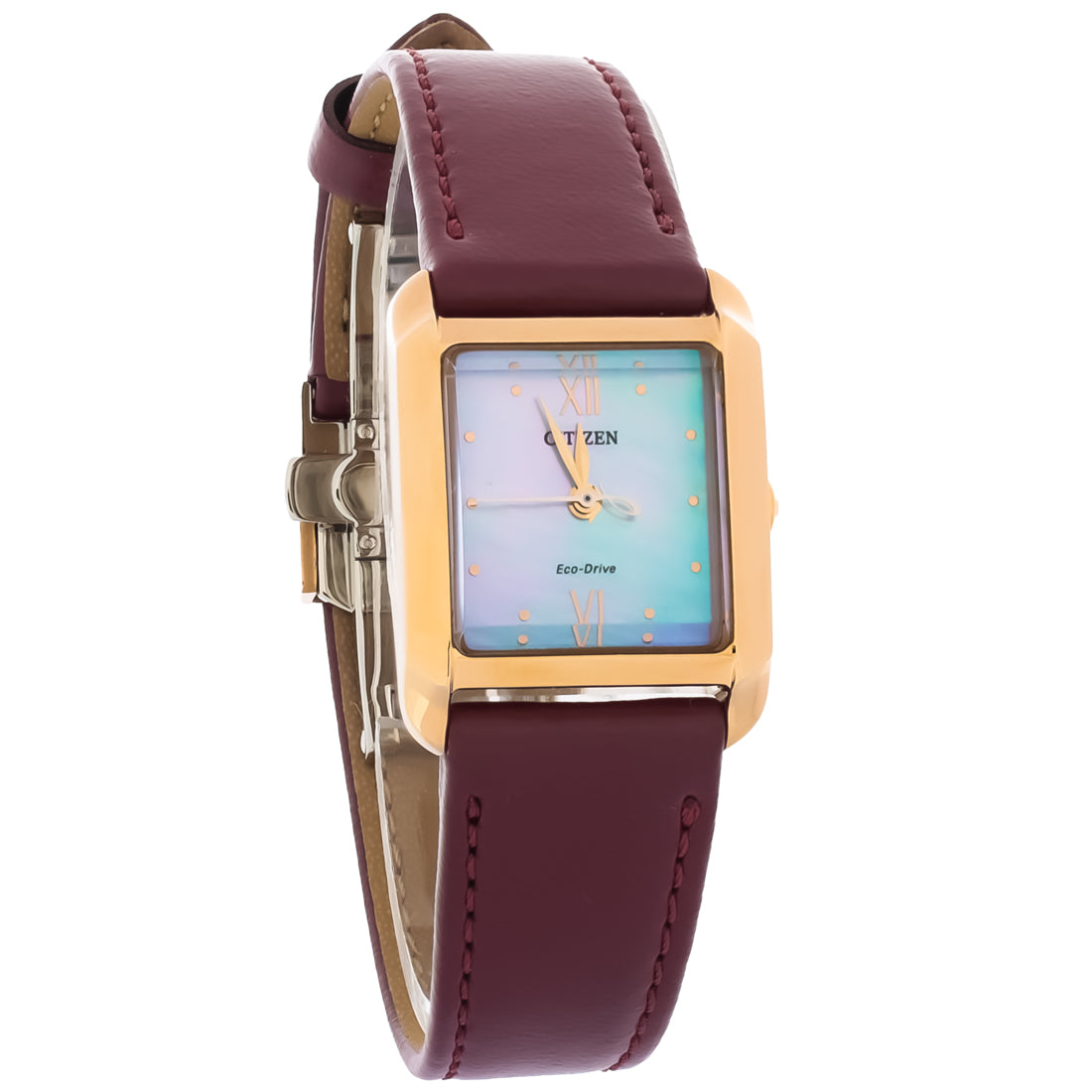 Citizen Bianca Mother-Of-Pearl Dial Red Leather Strap Watch EW5593-05D