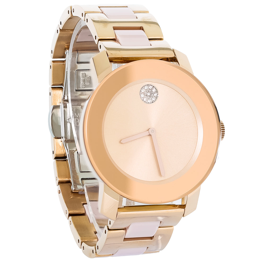 Movado Bold Ladies Ceramic Rose Gold Tone Swiss Quartz Watch 3600799