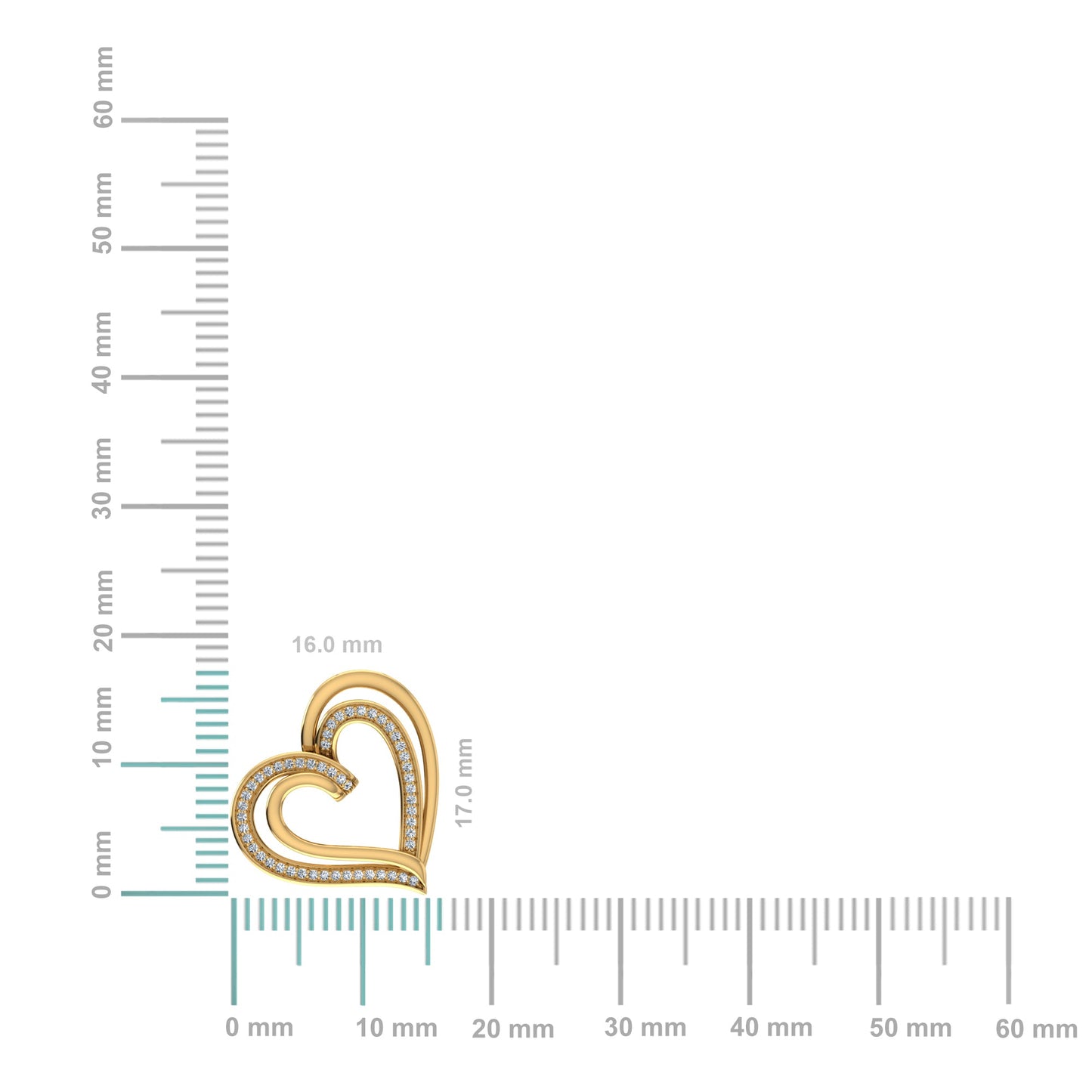 10K Yellow Gold Round Diamond Double Womens Heart Pendant 1/10 Cttw