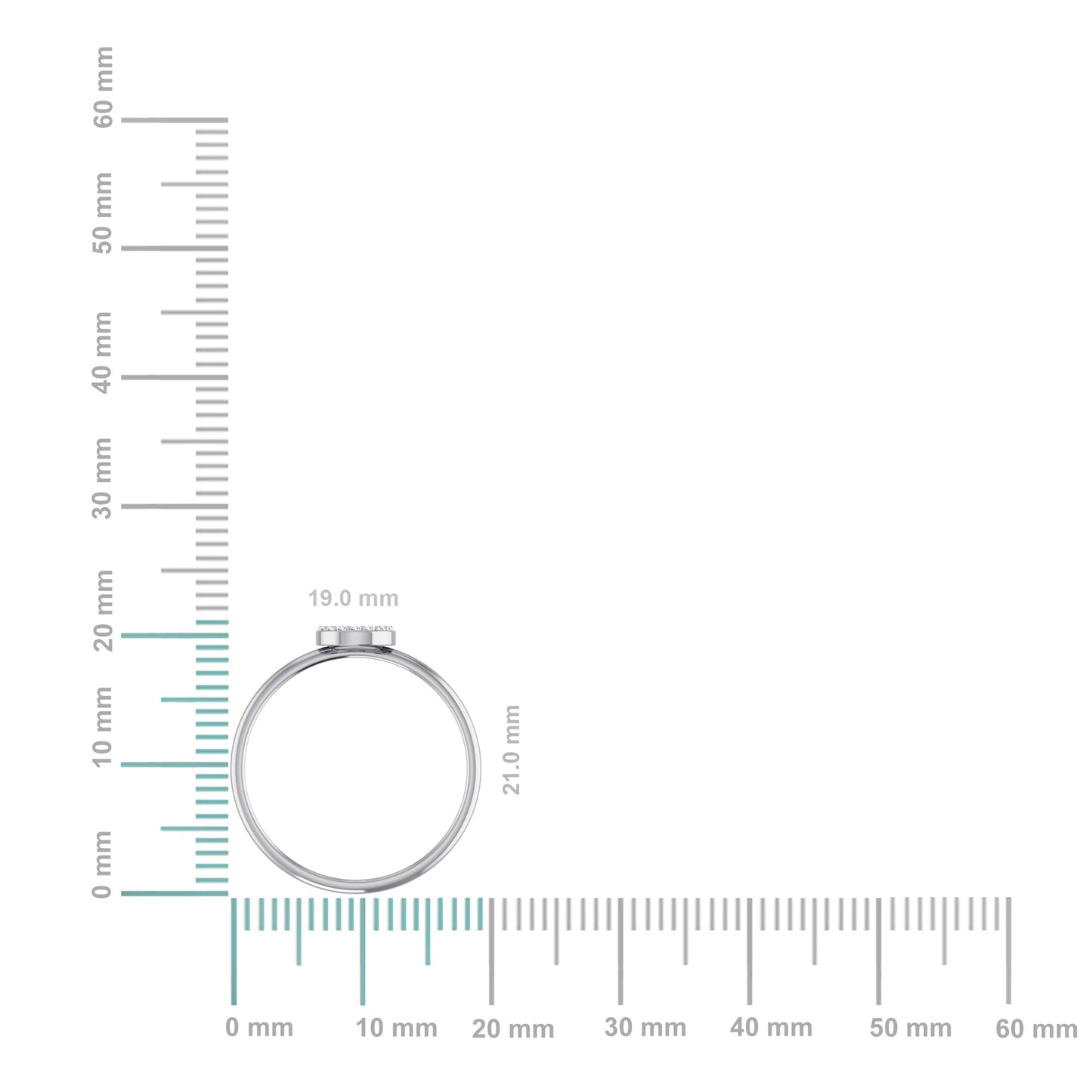 10K White Gold Womens Round Diamond O Initial Letter Ring 1/25 Cttw