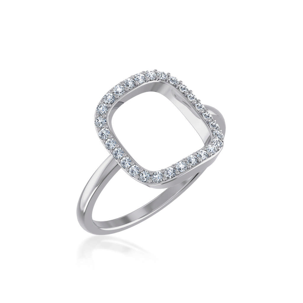 10K White Gold Round Diamond Square Shape Womens Negative Gap Ring 1/4 Cttw