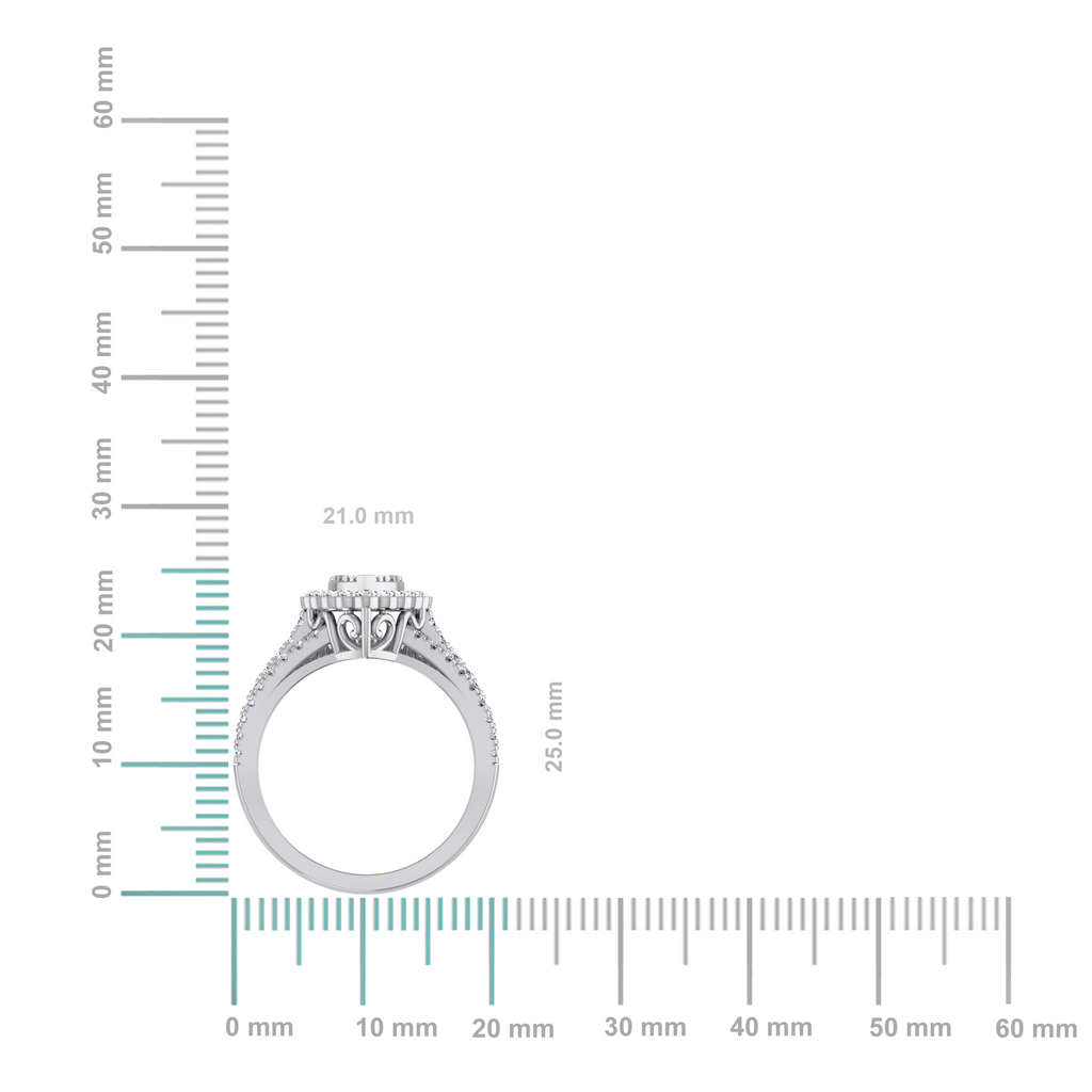 10K White Gold Womens Round Diamond Big Bridal Marquise Shape Ring 1-1/2 Cttw