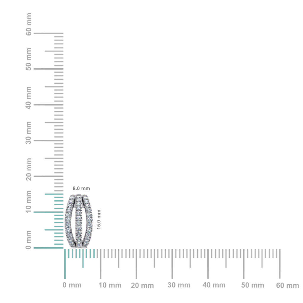 10K White Gold Womens Round Diamond Small Huggies Earrings 3/4 Cttw