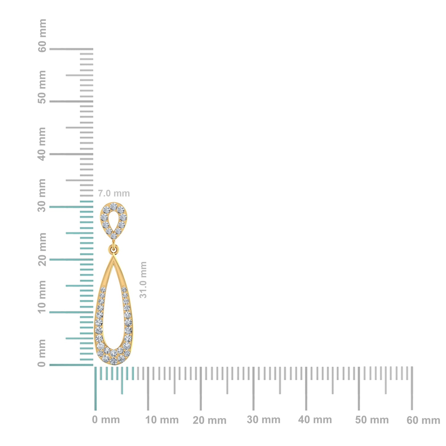 10K Yellow Gold Round Diamond Drop Shape Dangling Earrings 1/2 Cttw