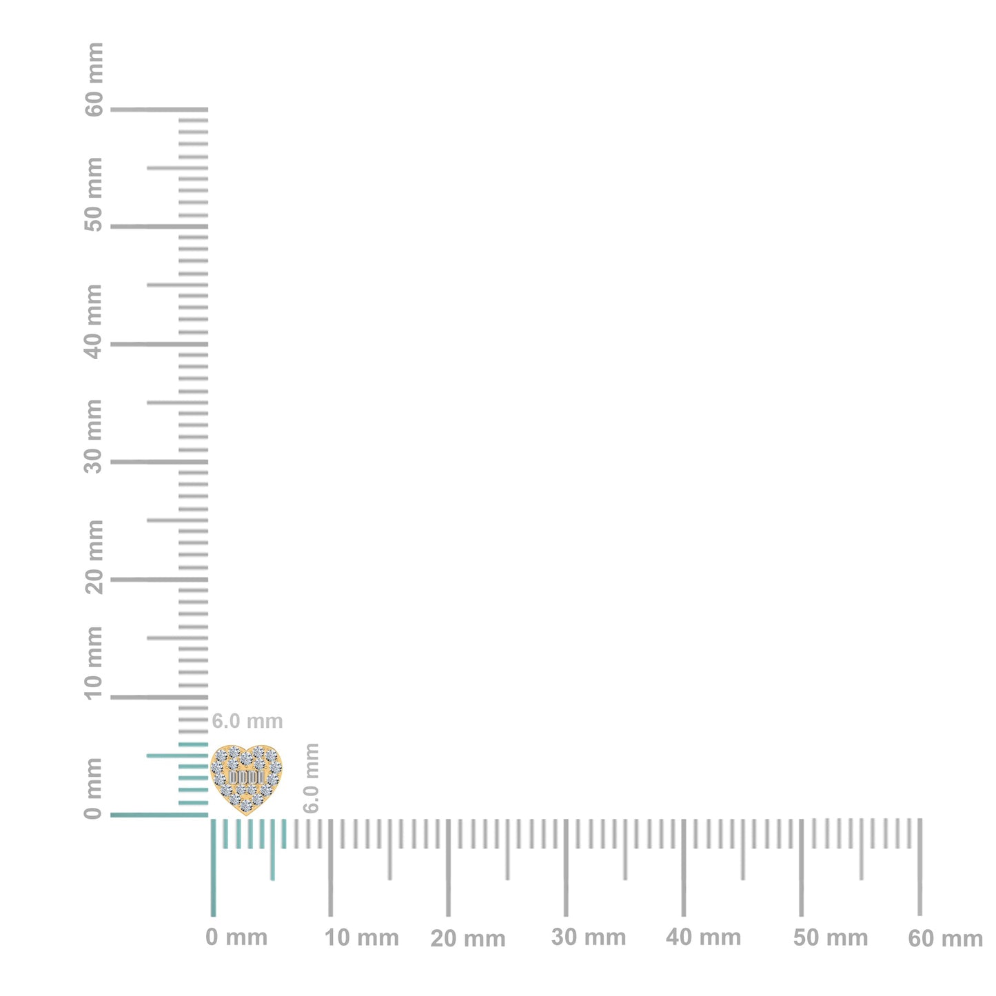 10K Yellow Gold Round Baguette Diamond Heart Shape Cluster Stud Earrings 1/5 Cttw
