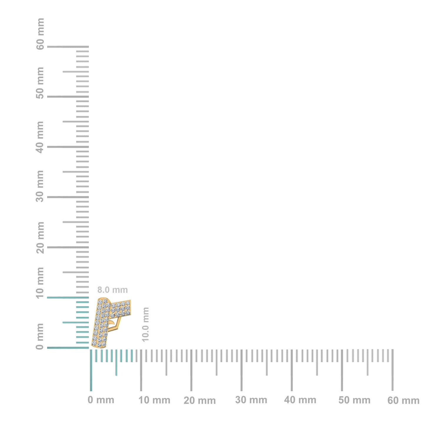 10K Yellow Gold Round Baguette Diamond Gun Stud Earrings 1/5 Cttw 1/5 Cttw
