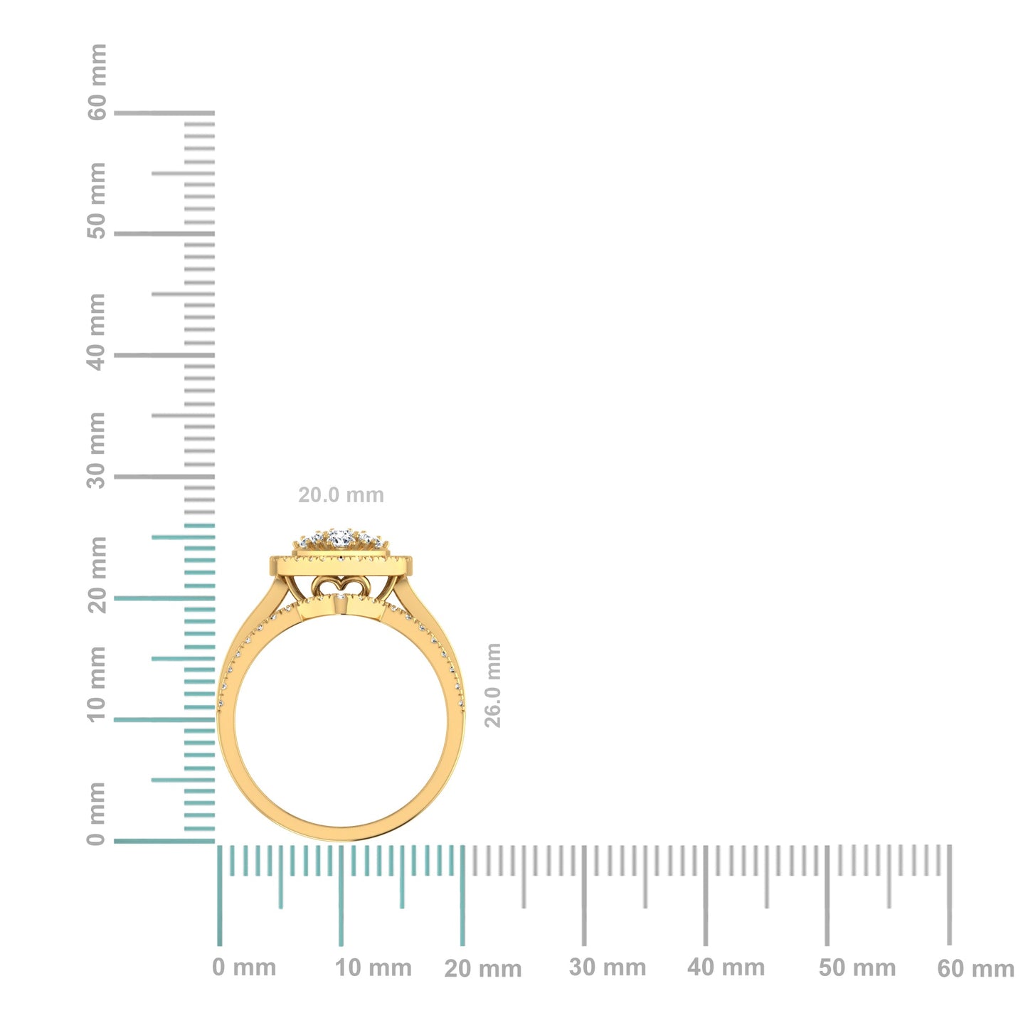 10K Yellow Gold Round Baguette Diamond Womens Heart Shape Designer Bridal Ring 1-1/6 Cttw