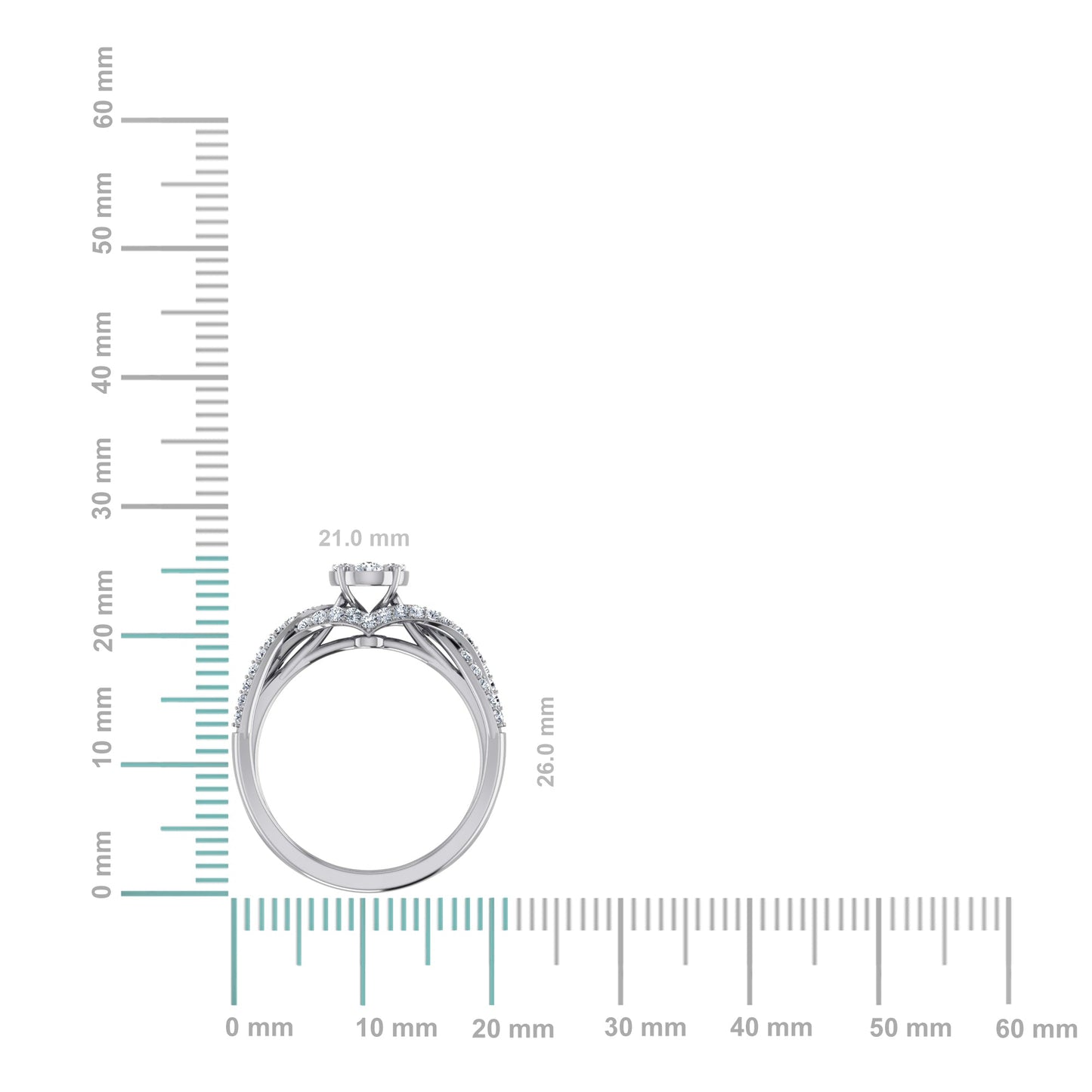 14K White Gold Round Diamond Womens Sz 7 Designer Ring 5/8 Cttw