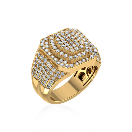 10K Yellow Gold Round Diamond Designer Sz 10 Mens Ring 2-3/4 Cttw