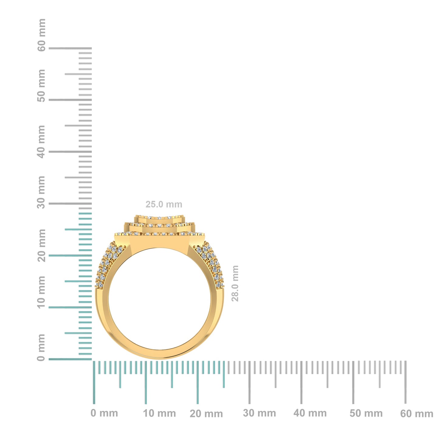 10K Yellow Gold Round Diamond Designer Sz 10 Mens Ring 2-3/4 Cttw