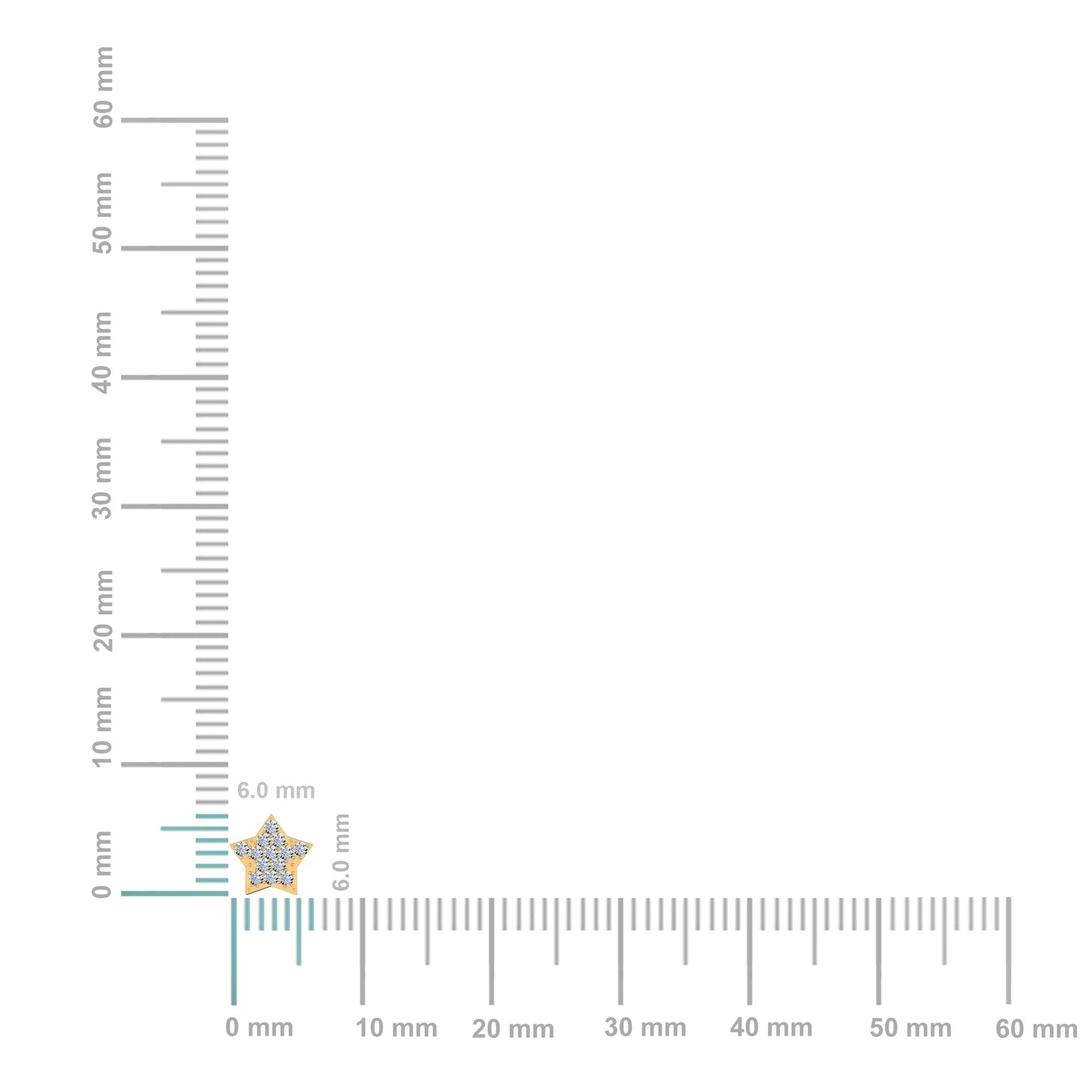 14K Yellow Gold Round Diamond Star Shape Stud Earrings 1/8 Cttw