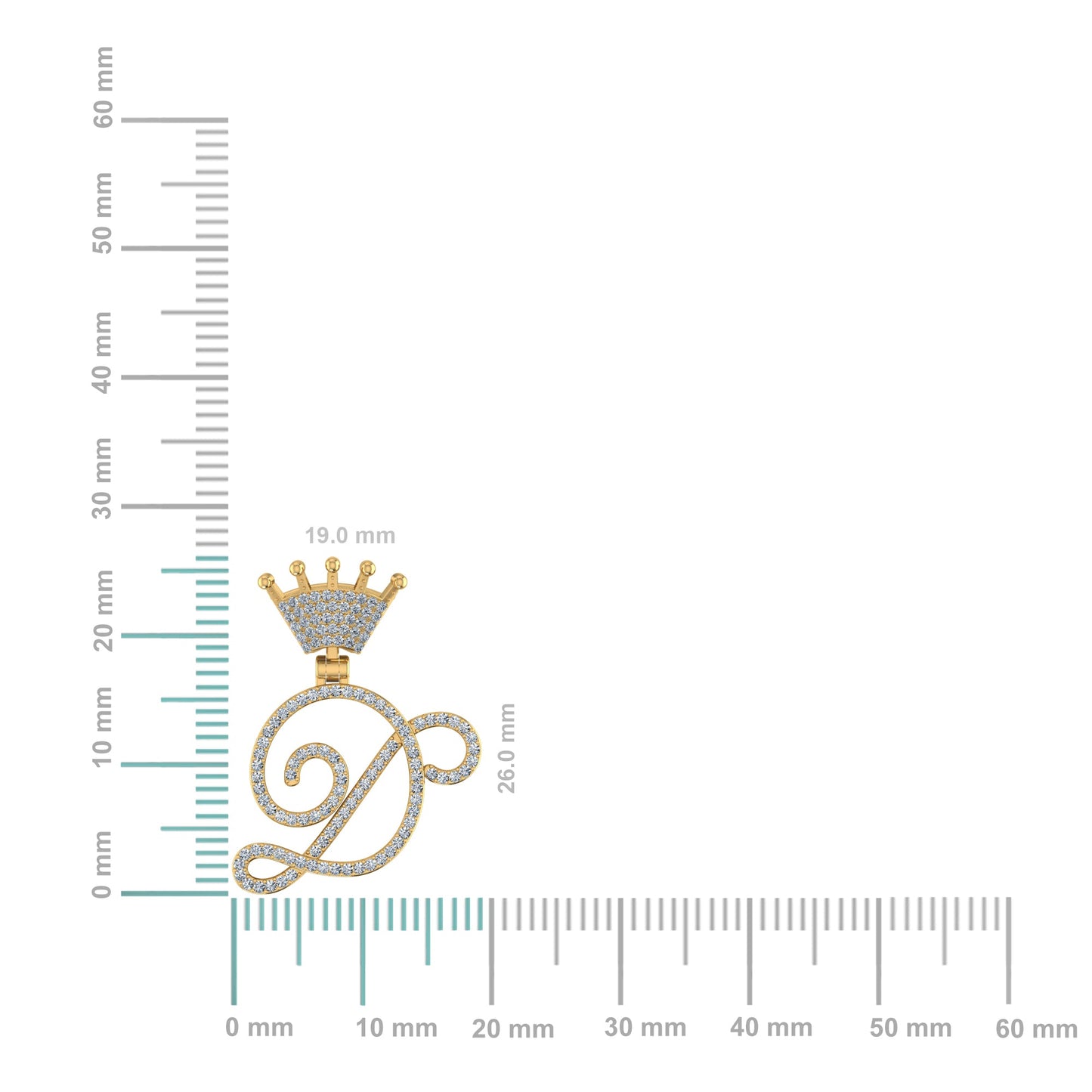 10K Yellow Gold Round Diamond Crown D Letter Initial Pendant 1/4 Cttw