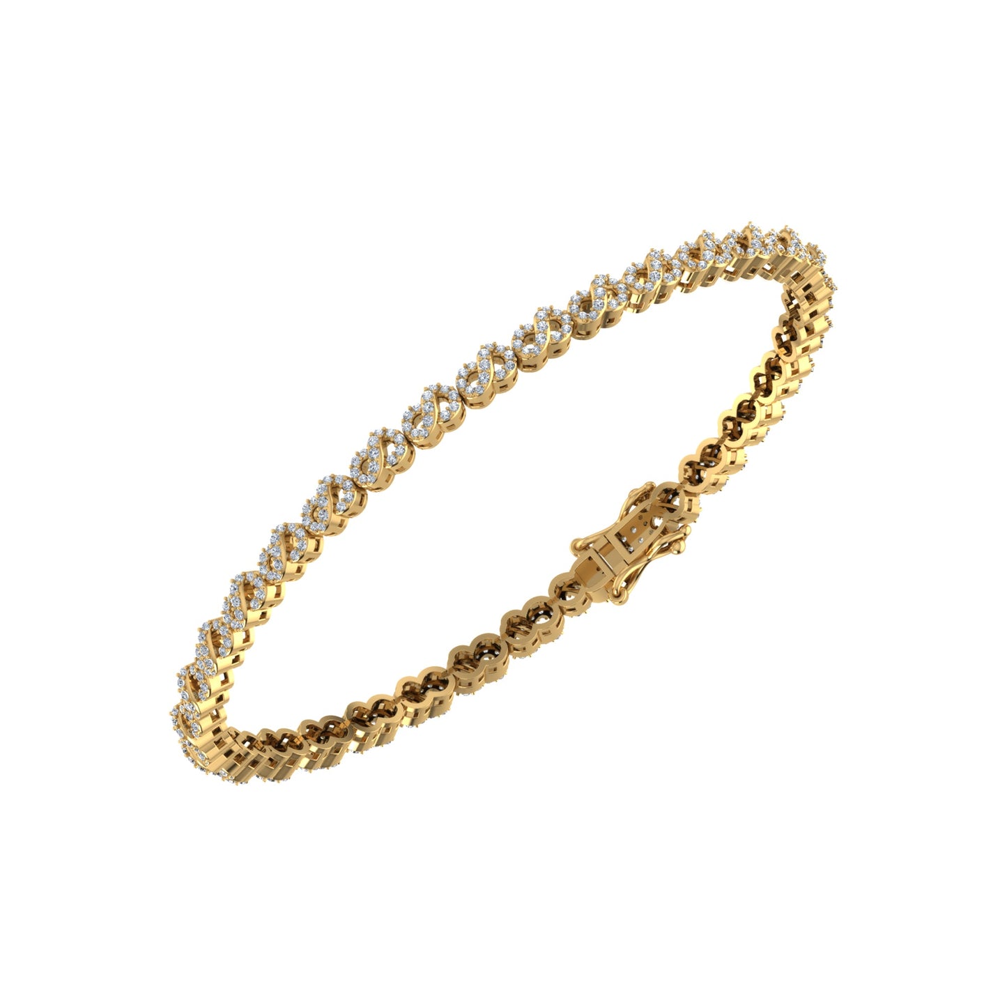 10K Yellow Gold Round Diamond Infinity Designer 7 Inch Bracelet 1-1/2 Cttw