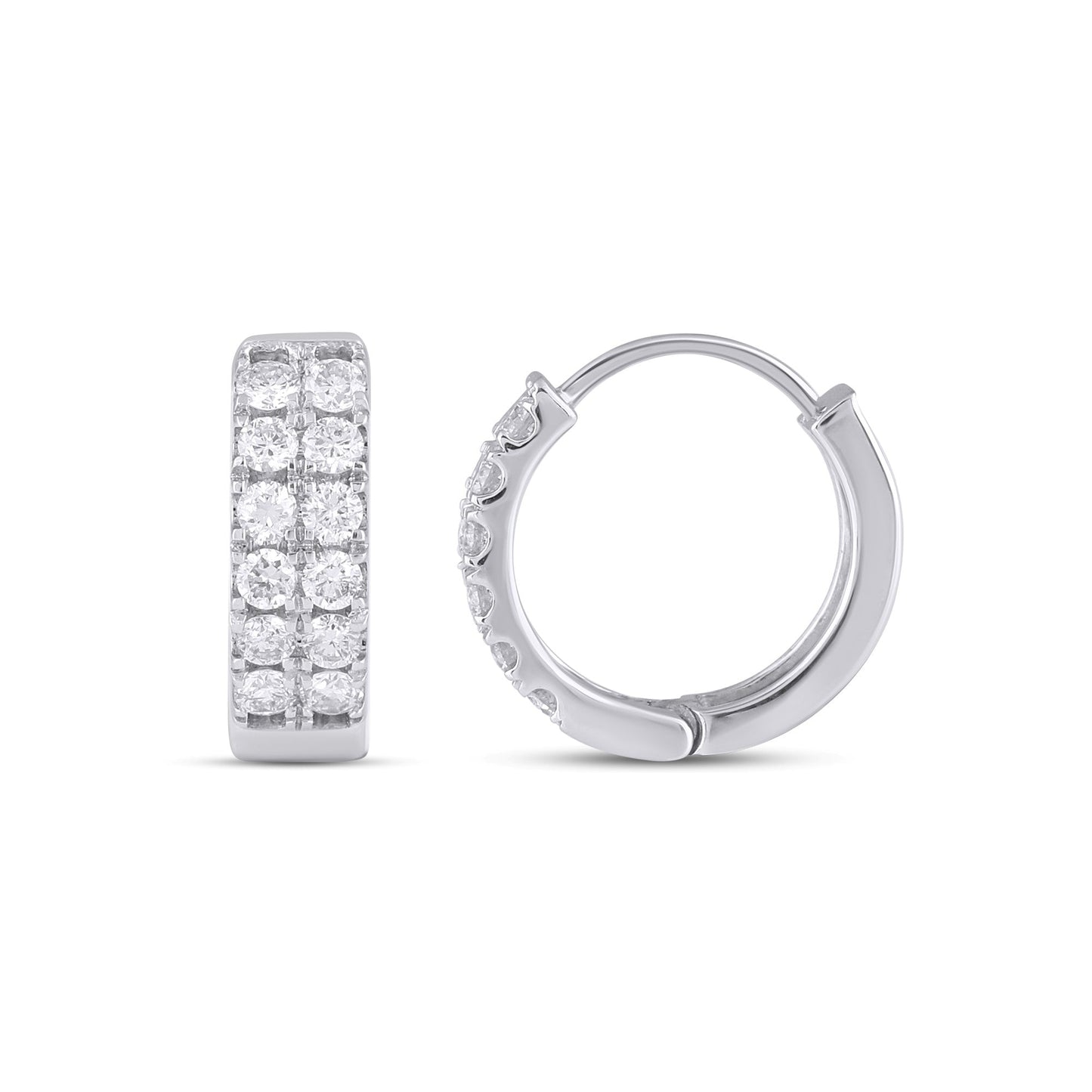 10K White Gold Round Diamond Designer Hoop Earring 1/2 Cttw