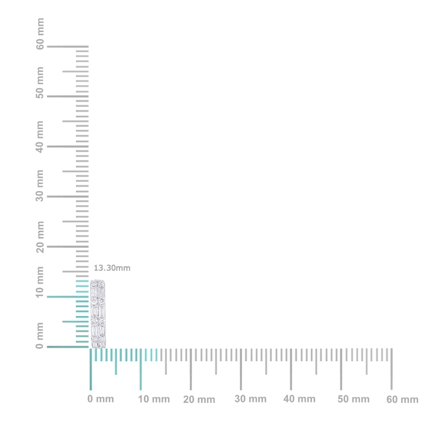 10K White Gold Round Baguette Diamond Designer Hoop Earring 1/3 Cttw