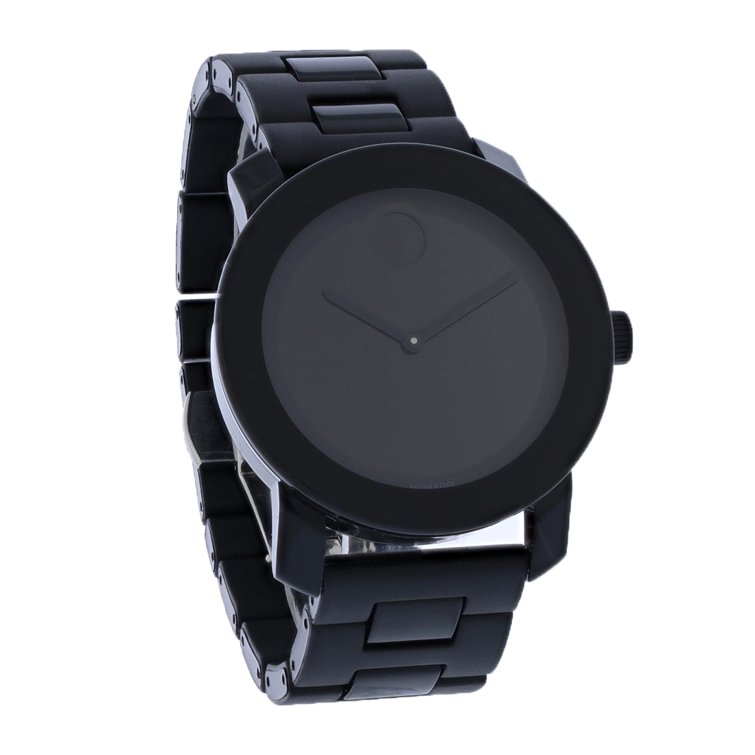 Movado Mens Bold Black Finish Link Bracelet Dress Watch 3600047