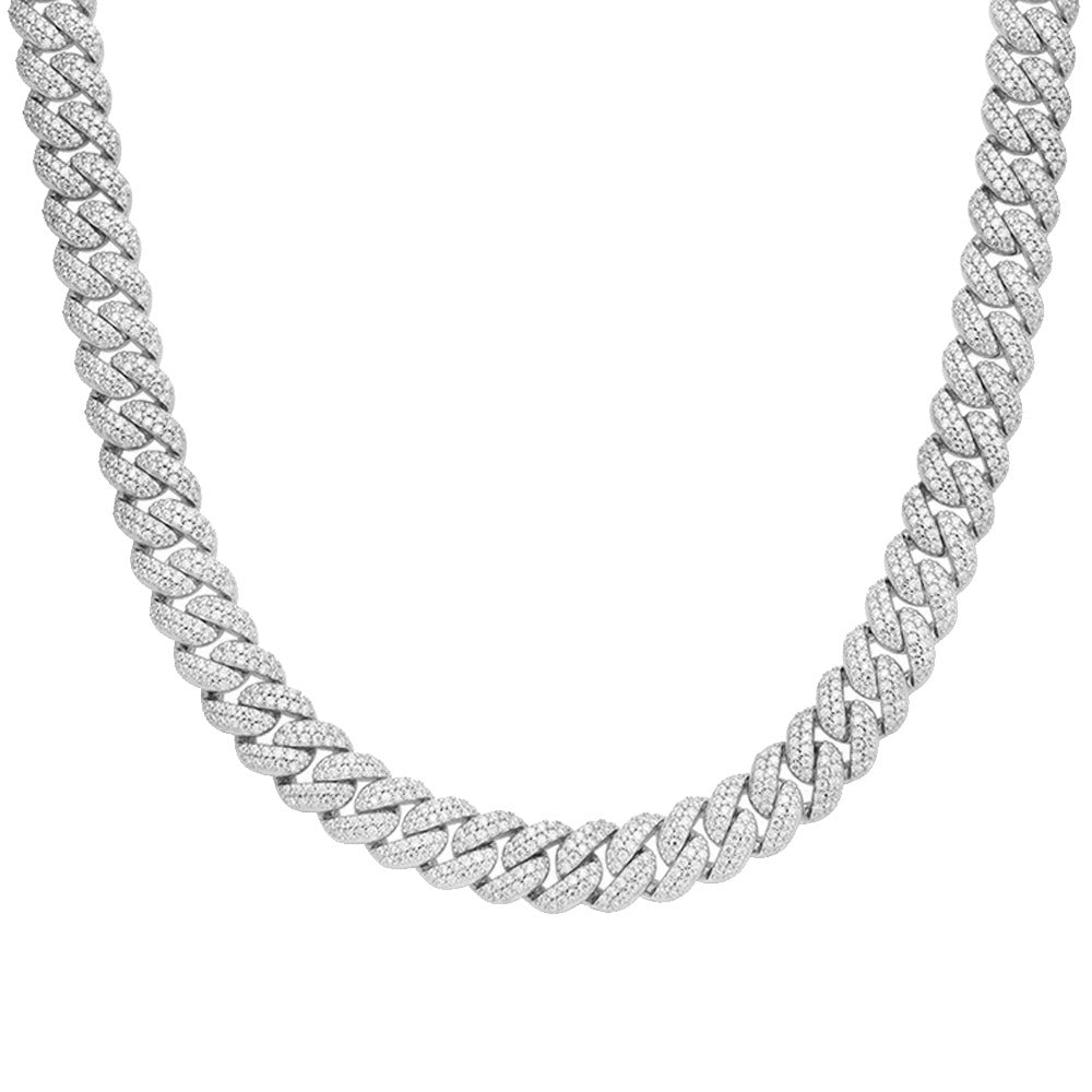 S.Silver Moissanite 8Mm Cuban Chain 22 Inch RP 15-1/8 Cttw
