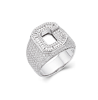 S.Silver Round Baguette Moissanite Cluster Initial C Letter Mens Ring 10 RP 4-1/2 Cttw
