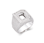 S.Silver Round Baguette Moissanite Cluster Initial D Letter Mens Ring 10 RP 4-7/8 Cttw