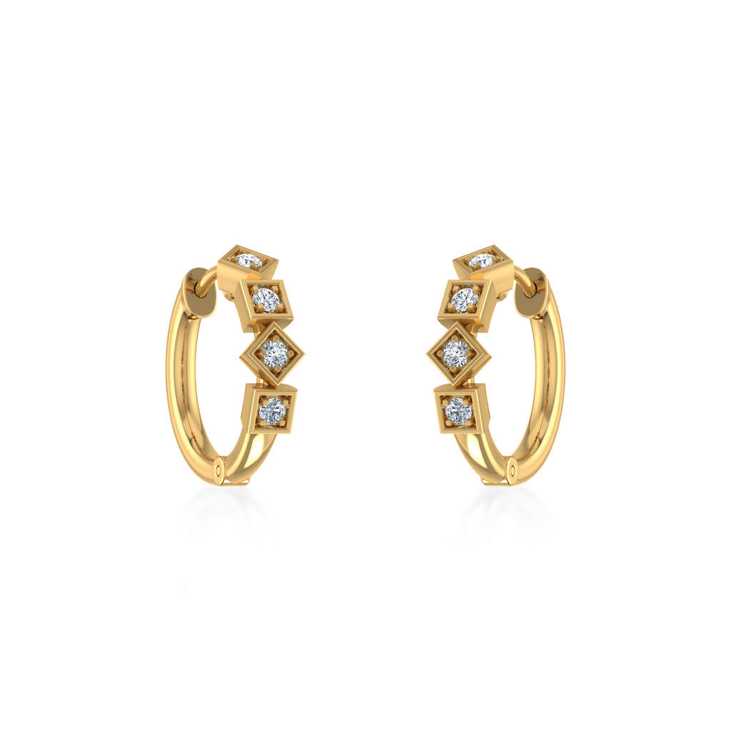 10K Yellow Gold Womens Round Diamond Small Huggies Earrings 1/5 Cttw